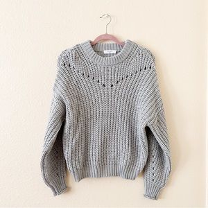 NWT Elodie Light Gray Oversized Chunky Cable Knit Sweater  - Size Small